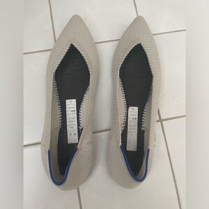 Rothy’s light grey flax the point flats 8W